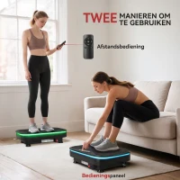 SPORTNOW Vibratieplaat voor fitnessoefeningen, Bluetooth-functie, afstandsbediening, 99 snelheidsstanden, kunststof, staal, zwart(m-6)