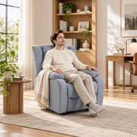 HOMCOM Fotoliu de relaxare, funcție de șezut și suport pentru picioare, reglabil, până la 120 kg, cadru din oțel, 84 x 92 x 100 cm, Gri(m-5)