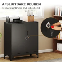 HOMCOM Metalen kantoorkast met afsluitbare deuren, 2-laags ontwerp, zwart(m-5)