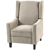 HOMCOM Sillón Relax Reclinable Manual 155° con Reposapiés, Asiento Grueso, Tejido Efecto Lino, Marrón Claro(m-7)