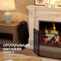HOMCOM Vonkenscherm voor haarden, elegante vonkenvanger, opvouwbaar, gecoat, Zwart, 96 x 60 cm(m-5)