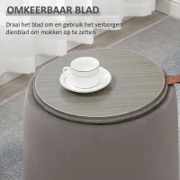 HOMCOM 2-in-1 Pouf in fluweellook met opbergruimte en afneembare deksel Φ44 cm x 47,5 cm Donkergrijs(m-4)