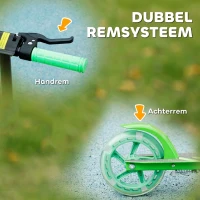 AIYAPLAY Kinderstep, Dubbele Remmen, Metalen Frame, Voetsteun, Opvouwbaar, 3-8 Jaar, Groen(m-6)