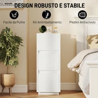 HOMCOM Set di 2 Comodini con 2 Cassetti e Ripiano Aperto Moderni e Salvaspazio, 25x30x65 cm, Bianco(m-7)