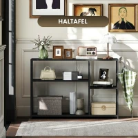 HOMCOM Consoletafel, 4 Niveaus, Stalen Frame, voor Hal, Woonkamer, Zwart(m-6)