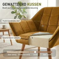 HOMCOM Gestoffeerde Stoel, Accentstoel, Scandi Ontwerp, Fluwelen Look, tot 120 kg, Rubberhout Poten, Geel(m-4)