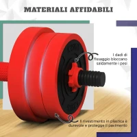 SPORTNOW Set Pesi da Palestra 4 in 1 da 30kg, Convertibile in Kettlebell, 2 Manubri, Bilanciere e Supporto Flessioni, Rosso(m-7)
