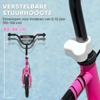 AIYAPLAY Kinderroller met verstelbaar stuur, grote wielen, parkeerstandaard, handrem, voor kinderen van 5-12 jaar, Roze(m-4)