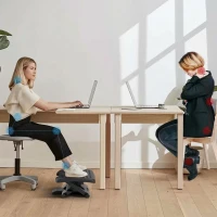 HOMCOM Ergonomische Voetensteun, Hoogteverstelbaar, Massage Oppervlak met Rollen, Zwart, 46 x 35 cm(m-7)