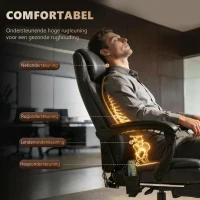 Vinsetto Massagestoel directiestoel met voetensteun, verstelbare rugleuning PVC zwart(m-5)