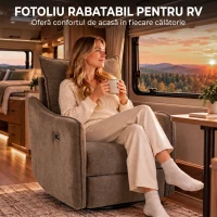 HOMCOM Fotoliu Recliner Electric 155° cu Suport pentru Picioare, Rotire 270°, Șezut Lat, Balans, Șenilă, Kaki(m-8)