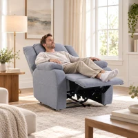 HOMCOM Fotoliu de relaxare, funcție de șezut și suport pentru picioare, reglabil, până la 120 kg, cadru din oțel, 84 x 92 x 100 cm, Gri(m-4)