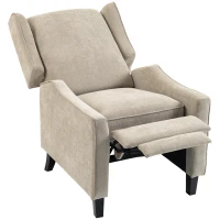 HOMCOM Sillón Relax Reclinable Manual 155° con Reposapiés, Asiento Grueso, Tejido Efecto Lino, Marrón Claro(m-1)