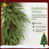 HOMCOM Kerstkrans met dennenappels Ø60 cm – kunstkrans, groen(m-5)