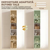HOMCOM Dulap de Baie Înalt cu Uși Tip Oblon și Poliță Reglabilă, Alb(m-5)