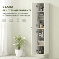 HOMCOM Wandgemonteerde badkamerkast, gelakte afwerking, 6 planken, MDF, Wit(m-6)