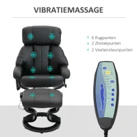 HOMCOM Massagestoel met voetenbank, 10 trilpunten, 145° verstelbare rugleuning, zwart(m-4)