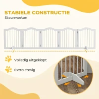 PawHut Hondenhek, 5 Panelen, Opvouwbaar, Flexibel, Massief hout/MDF, 261,5x29,5x61 cm, Wit(m-7)