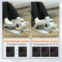 SPORTNOW Zitpedaaltrainer, Mini-Ellipsentrainer met LCD-Monitor, Afstandsbediening, 10 Instelbare Snelheidsniveaus, Wit(m-4)