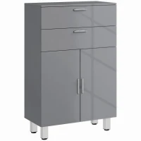 kleankin Badkamerkast, badkamercommode met 2 lades, verstelbare plank, hout, grijs(m-13)