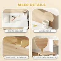 AIYAPLAY Kinderwerktafel met Stoel en Berenrugleuning, Lade, voor Schrijven en Knutselen, 3-8 Jaar, Natuur Hout(m-6)