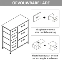 HOMCOM Ladekast Sideboard met 7 laden, modern design, 63,5 cm x 30 cm x 71 cm, Lichtgrijs(m-7)