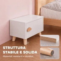 AIYAPLAY Comodino per Bambini 3-8 Anni con Vano Contenitore, Gambe in Pino, Maniglia a Nuvola, 34x31x25 cm, Bianco(m-7)
