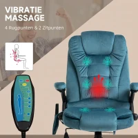 Vinsetto Ergonomische bureaustoel met massagefunctie hoogte verstelbare draaistoel gamingstoel blauw(m-4)