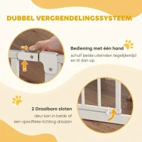 PawHut Veiligheidshek voor honden, barrière, muurbevestiging met drukknopen, verstelbaar van 75 cm tot 95 cm, wit(m-5)