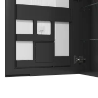 HOMCOM Armario de Baño LED con Función Antivaho Mueble de Baño de Pared Espejo Estantes 50x70 cm Negro(m-8)