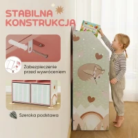 AIYAPLAY Regał dziecięcy na książki i zabawki z 2 materiałowymi szufladami, dla dzieci 3-8 lat, różowy, 62,5x30x91,5 cm(m-6)