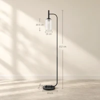 HOMCOM Lampadar de podea living lampă de podea cu abajur din sticlă texturată întrerupător la picior 29 x 25 x 152 cm metal negru(m-3)