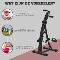 HOMCOM Hometrainer voor senioren bewegingstrainer pedaaltrainer armen en benen staal wit(m-7)