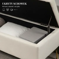 HOMCOM Ławka z przestrzenią do przechowywania, obita aksamitem, z metalowymi nogami, do salonu, sypialni, przedpokoju, 120 x 44 x 44,5 cm, Kolor beżowy(m-5)