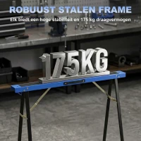 HOMCOM Set van 2 stevige, inklapbare metalen schragen voor timmerwerk en doe-het-zelf projecten, Blauw en Zwart(m-4)