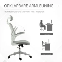 Vinsetto kantoorstoel ergonomische bureaustoel met kantelfunctie hoofdsteun grijs(m-6)