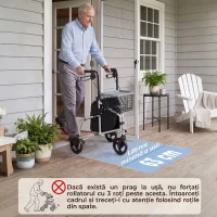 HOMCOM Rolator pliabil ușor pentru seniori cu geantă și coș, 3 roți, 136 kg, argintiu(m-8)