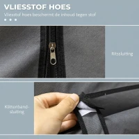 HOMCOM Stoffen Kast, Opbergoplossing, 8 Planken, 2 Kledingroedes, Donkergrijs(m-5)