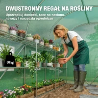 Outsunny Szklarnia ok. 2,7 x 2 x 2 m tunel foliowy z półkami, rolowane drzwi na zamek błyskawiczny, 6 okien siatkowych, wsporniki(m-4)