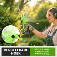 Outsunny 2-in-1 Draadloze Heggenschaar Elektrische Heggen- & Struikschaar met 20/10 cm Snijlengte, Oplader(m-6)
