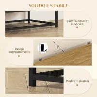 HOMCOM Credenza Moderna con 2 Cassetti, Armadietto Regolabile e Ripiano Aperto, in Legno e Acciaio, 80x40x78 cm, Marrone(m-7)