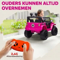 HOMCOM Kinderauto 12V Elektrische Kinderauto met Afstandsbediening, 2 Motoren en LED voor 3-6 Jaar Roze 100x65x72 cm(m-5)
