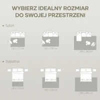 HOMCOM Dywan Pralny Antypoślizgowy Dywan do Salonu z Flanelowym Wykończeniem, 230 x 160 cm, Szary(m-6)