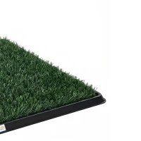 PawHut Honden-wc 76 x 50,5 cm met 2 kunstgras matten, wasbare puppytoilet voor honden, voor balkon, thuis, zwart + groen(m-10)