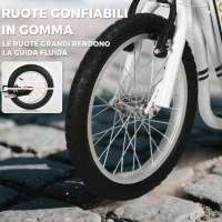 HOMCOM Monopattino con Manubrio Regolabile, Ruote Grandi, 2 Freni e Telaio in Metallo, per Bambini 5+ Anni, Max 100kg, 120x58x85-95cm, Bianco(m-5)