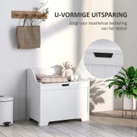 HOMCOM Opbergkist, Houten Kist met Deksel, Ruim, Modern Ontwerp, Wit(m-6)