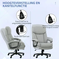 HOMCOM Grote hoge bureaustoel, 200 kg draagcapaciteit, robuuste constructie, zachte bekleding, Lichtgrijs(m-5)