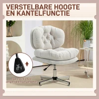 HOMCOM Bureaustoel zonder armleunen, comfortabele bureaustoel met gepolsterde zitting en verstelbare hoogte, Crème-wit(m-5)