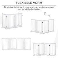 PawHut Hondenhek voor dieren opklapbaar hek steunvoeten 91 cm wit(m-7)