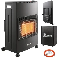 Outsunny Gas Heizstrahler Outdoor 1,5-4,2 kW Klappbar Terrassenheizer mit Rollen Schutzhülle 3 Leistungsstufen Schlauch(m-12)